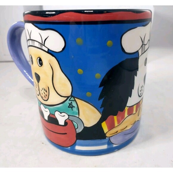 2002 DOGZILLA CANDACE REITER DESIGNS HAND PAINTED COFFEE CUP MUG DOG PUP VINTAGE - Picture 8 of 13
